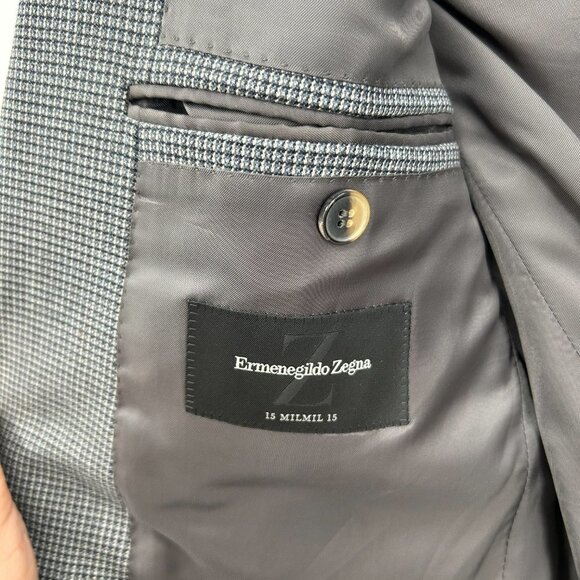 ERMENEGILDO ZEGNA Men's Gray 100% Wool Two Button Blazer Suit Jacket Size 48R - Picture 9 of 11